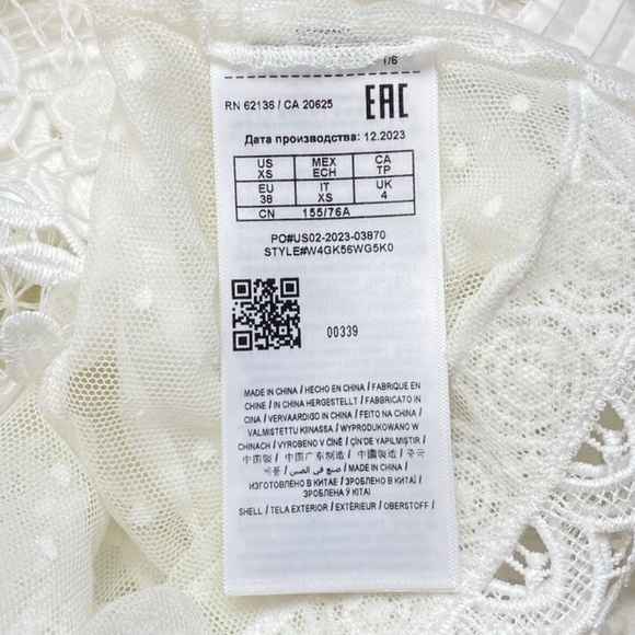 Guess Jolene White Lace Button Front Duster XS Top Tunic Empire Waist - Picture 10 of 12